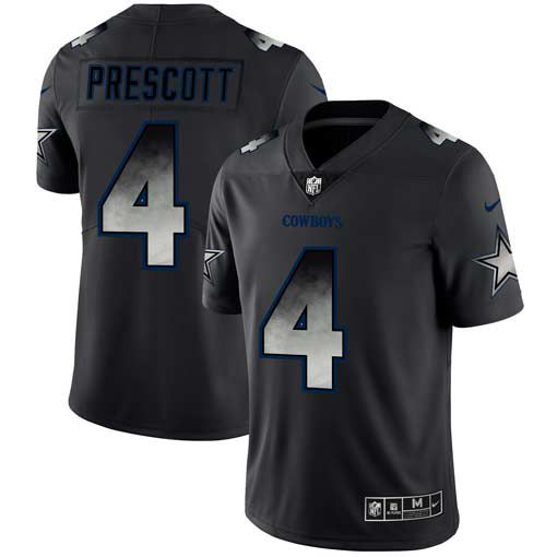 Men Dallas cowboys #4 Prescott Nike Teams Black Smoke Fashion Limited NFL Jerseys->denver broncos->NFL Jersey